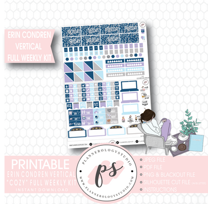 Cozy Winter Full Weekly Kit Printable Planner Stickers (for use with Erin Condren Vertical) - Plannerologystudio