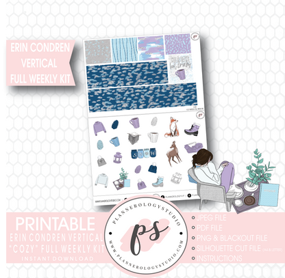 Cozy Winter Full Weekly Kit Printable Planner Stickers (for use with Erin Condren Vertical) - Plannerologystudio