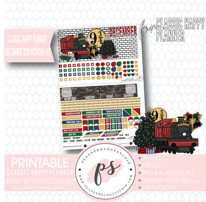 H Express Christmas (Harry Potter) Christmas December 2018 Monthly View Kit Digital Printable Planner Stickers (for use with Classic Happy Planner) - Plannerologystudio