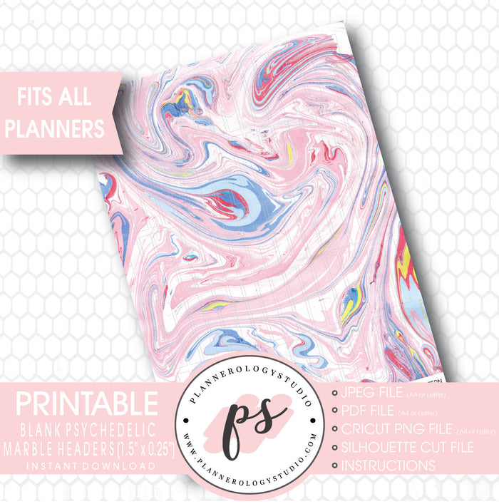 Psychedelic Marble Pattern Blank Header Printable Planner Stickers - Plannerologystudio