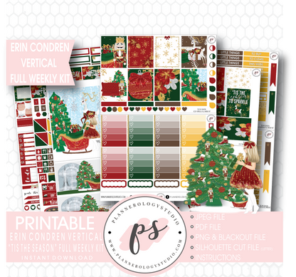 'Tis the Season Christmas Full Weekly Kit Printable Planner Stickers (for use with Erin Condren Vertical) - Plannerologystudio