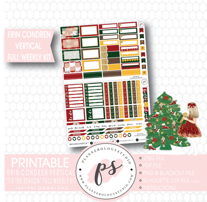 'Tis the Season Christmas Full Weekly Kit Printable Planner Stickers (for use with Erin Condren Vertical) - Plannerologystudio