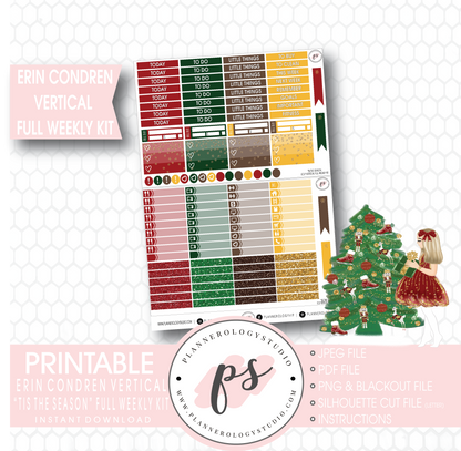 'Tis the Season Christmas Full Weekly Kit Printable Planner Stickers (for use with Erin Condren Vertical) - Plannerologystudio