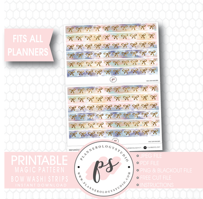 Magic Watercolour Pattern Bow Icon Washi Strip Digital Printable Planner Stickers - Plannerologystudio