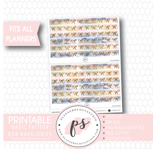 Magic Watercolour Pattern Bow Icon Washi Strip Digital Printable Planner Stickers - Plannerologystudio