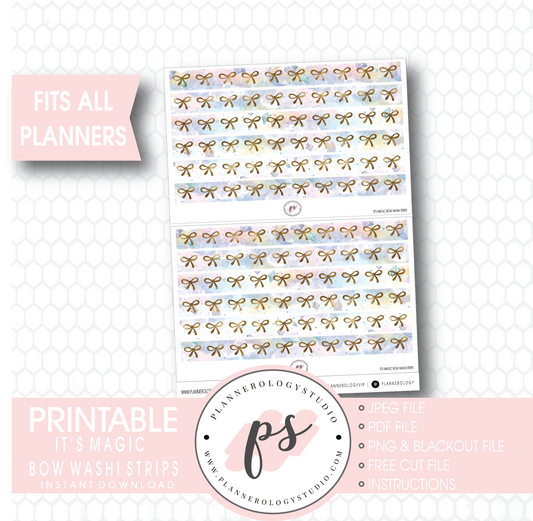 It's Magic Watercolour Pattern Bow Icon Washi Strip Digital Printable Planner Stickers - Plannerologystudio