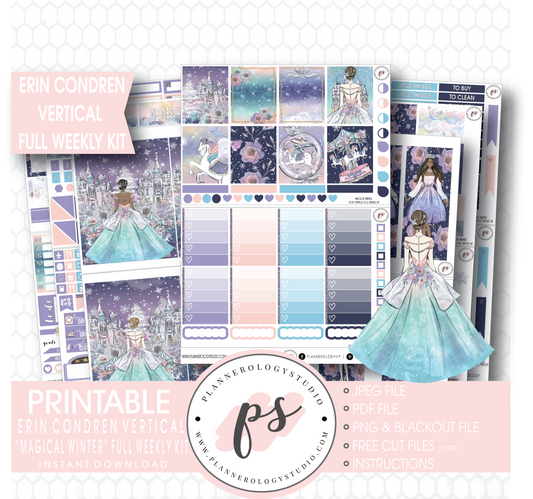 Magical Winter Full Weekly Kit Printable Planner Stickers (for use with Erin Condren Vertical) - Plannerologystudio