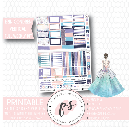 Magical Winter Full Weekly Kit Printable Planner Stickers (for use with Erin Condren Vertical) - Plannerologystudio