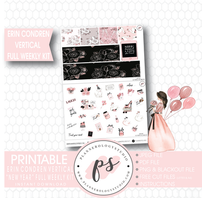 New Year Full Weekly Kit Printable Planner Stickers (for use with Erin Condren Vertical) - Plannerologystudio