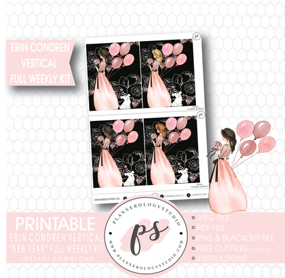 New Year Full Weekly Kit Printable Planner Stickers (for use with Erin Condren Vertical) - Plannerologystudio