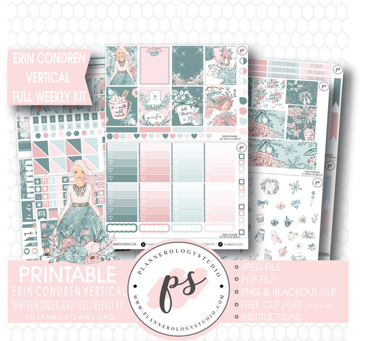 Winter Wonderland Full Weekly Kit Printable Planner Stickers (for use with Erin Condren Vertical) - Plannerologystudio