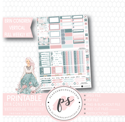 Winter Wonderland Full Weekly Kit Printable Planner Stickers (for use with Erin Condren Vertical) - Plannerologystudio