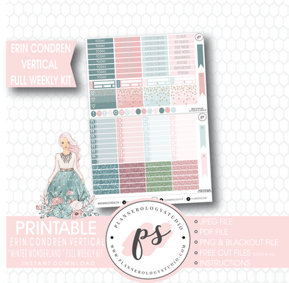 Winter Wonderland Full Weekly Kit Printable Planner Stickers (for use with Erin Condren Vertical) - Plannerologystudio