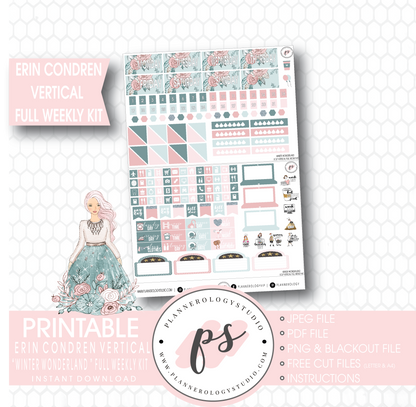 Winter Wonderland Full Weekly Kit Printable Planner Stickers (for use with Erin Condren Vertical) - Plannerologystudio