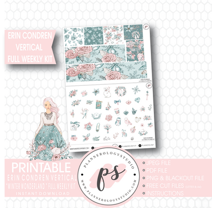 Winter Wonderland Full Weekly Kit Printable Planner Stickers (for use with Erin Condren Vertical) - Plannerologystudio