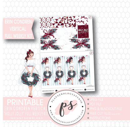 Holly Jolly Christmas Full Weekly Kit Printable Planner Stickers (for use with Erin Condren Vertical) - Plannerologystudio