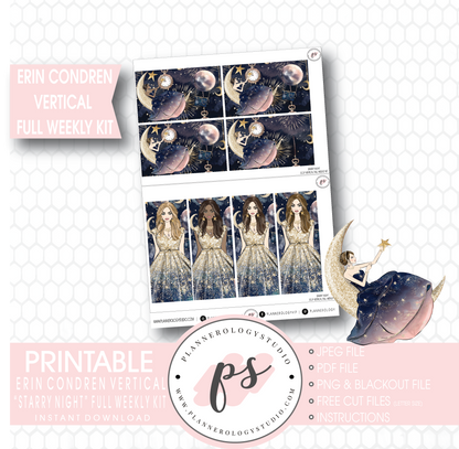 Starry Night Full Weekly Kit Printable Planner Stickers (for use with Erin Condren Vertical) - Plannerologystudio