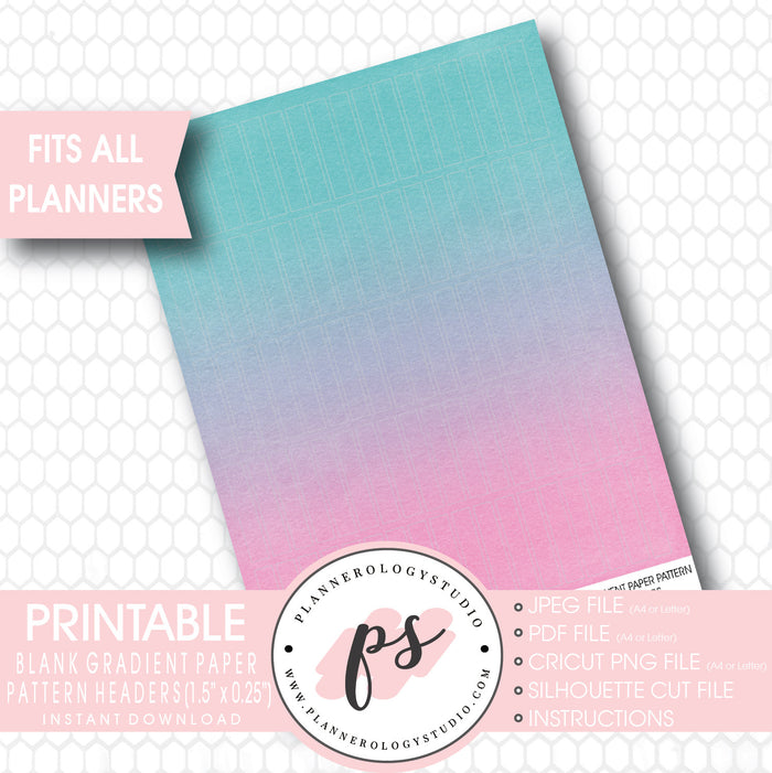 Gradient Paper Ombre Pastel Pattern Blank Header Printable Planner Stickers - Plannerologystudio