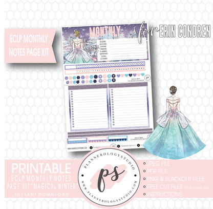 Magical Winter Monthly Notes Page Kit Digital Printable Planner Stickers (for use with Erin Condren) - Plannerologystudio