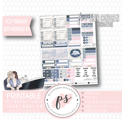 Heart Goes On (Titanic) February 2019 (Undated) Monthly View Kit Digital Printable Planner Stickers (for use with Erin Condren) - Plannerologystudio