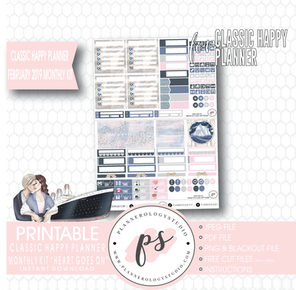 Heart Goes On (Titanic) February 2019 Monthly View Kit Digital Printable Planner Stickers (for use with Classic Happy Planner) - Plannerologystudio