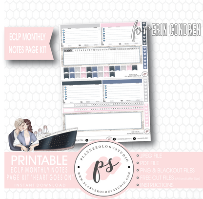 Heart Goes On (Titanic) Monthly Notes Page Kit Digital Printable Planner Stickers (for use with Erin Condren) - Plannerologystudio