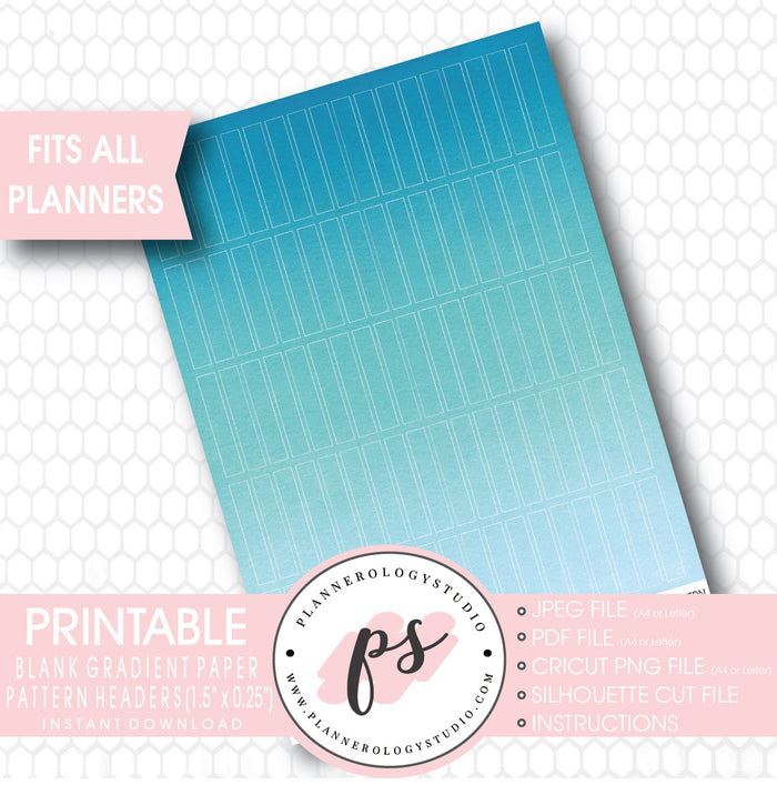 Gradient Paper Ombre Pastel Pattern Blank Header Printable Planner Stickers - Plannerologystudio