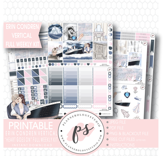 Heart Goes On (Titanic) Full Weekly Kit Printable Planner Stickers (for use with Erin Condren Vertical) - Plannerologystudio