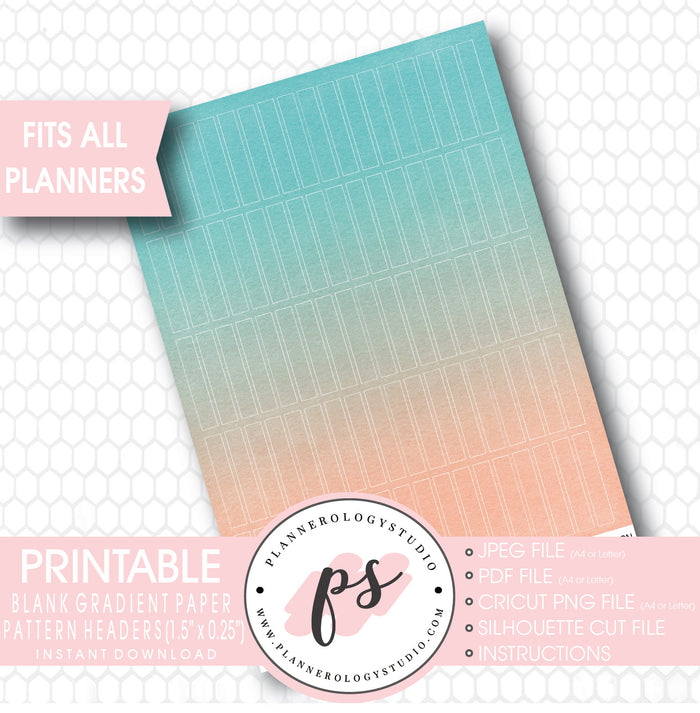 Gradient Paper Ombre Pastel Pattern Blank Header Printable Planner Stickers - Plannerologystudio