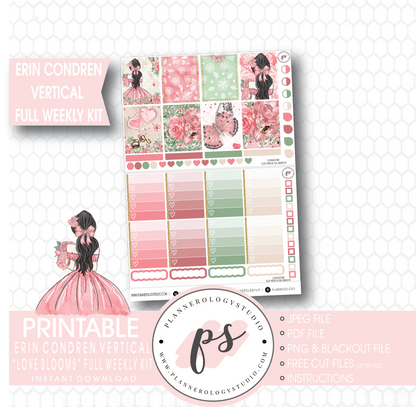 Love Blooms (Valentine's Day) Full Weekly Kit Printable Planner Stickers (for use with Erin Condren Vertical) - Plannerologystudio