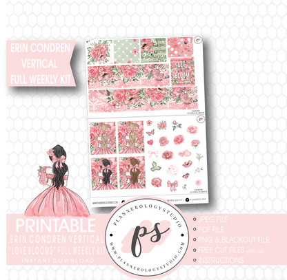 Love Blooms (Valentine's Day) Full Weekly Kit Printable Planner Stickers (for use with Erin Condren Vertical) - Plannerologystudio
