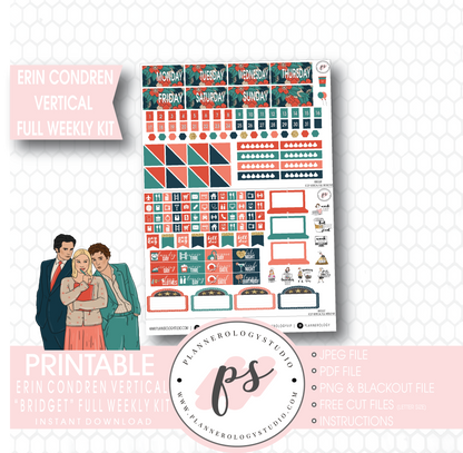 Bridget (Bridget Jones's Diary) Full Weekly Kit Printable Planner Stickers (for use with Erin Condren Vertical) - Plannerologystudio
