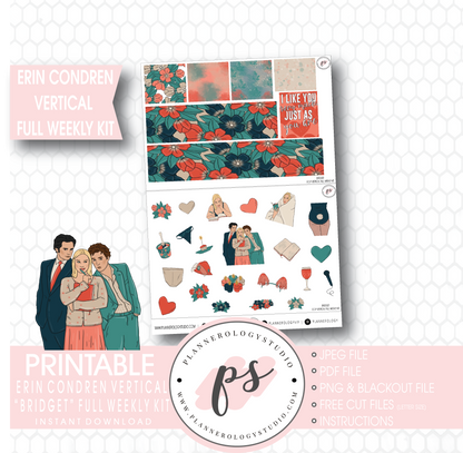 Bridget (Bridget Jones's Diary) Full Weekly Kit Printable Planner Stickers (for use with Erin Condren Vertical) - Plannerologystudio