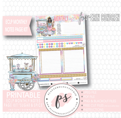 Sugar & Spice Monthly Notes Page Kit Digital Printable Planner Stickers (for use with Erin Condren) - Plannerologystudio