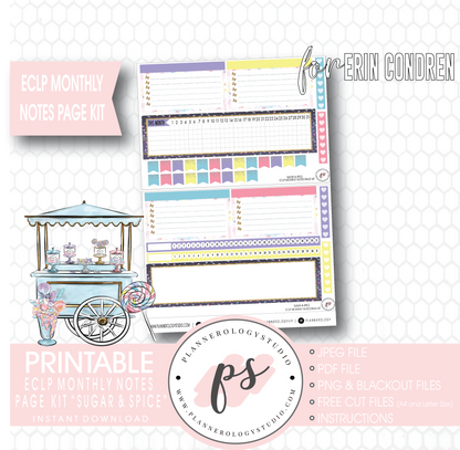 Sugar & Spice Monthly Notes Page Kit Digital Printable Planner Stickers (for use with Erin Condren) - Plannerologystudio