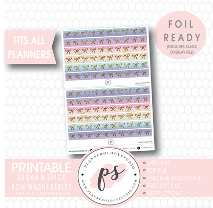 Sugar & Spice Watercolour Pattern Bow Icon Washi Strip Digital Printable Planner Stickers (Foil Ready) - Plannerologystudio