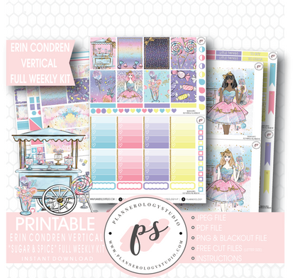 Sugar & Spice Full Weekly Kit Printable Planner Stickers (for use with Erin Condren Vertical) - Plannerologystudio