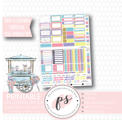 Sugar & Spice Full Weekly Kit Printable Planner Stickers (for use with Erin Condren Vertical) - Plannerologystudio