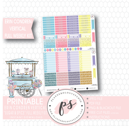 Sugar & Spice Full Weekly Kit Printable Planner Stickers (for use with Erin Condren Vertical) - Plannerologystudio