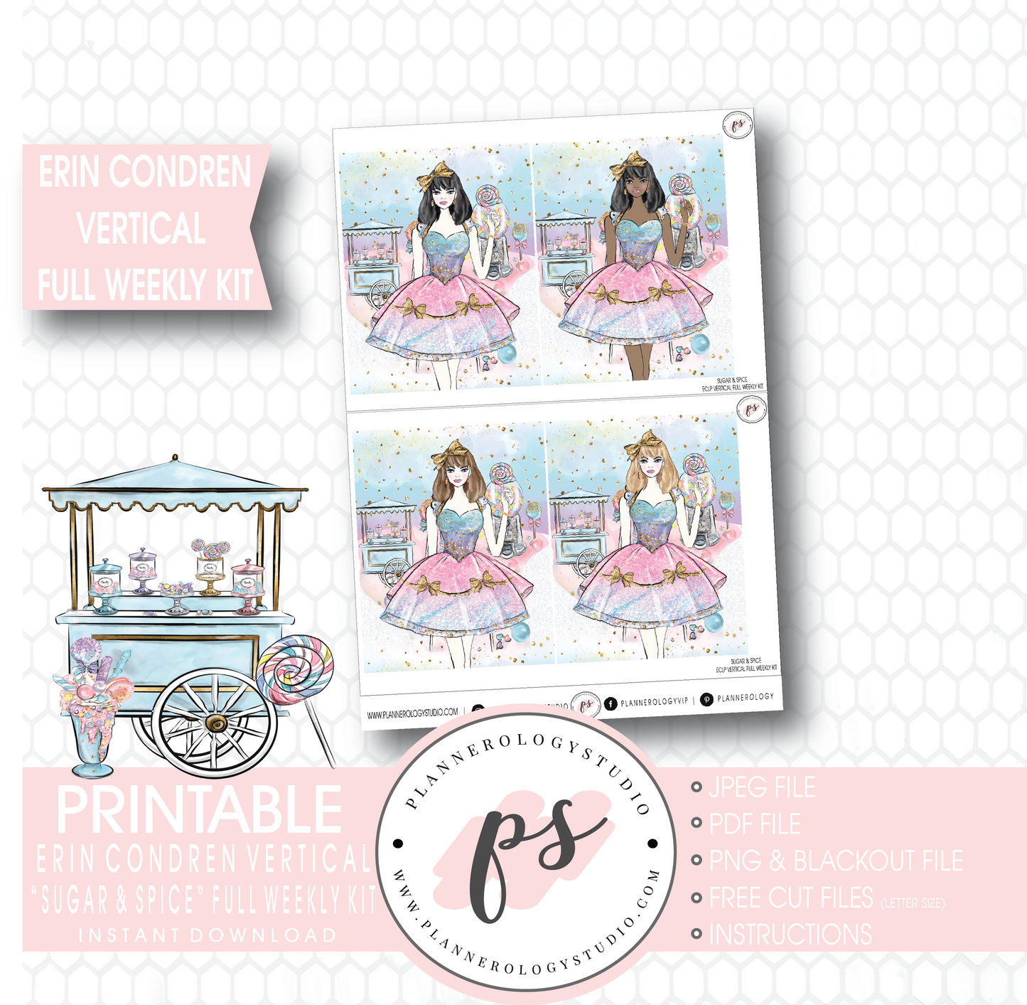 Sugar & Spice Full Weekly Kit Printable Planner Stickers (for use with Erin Condren Vertical) - Plannerologystudio