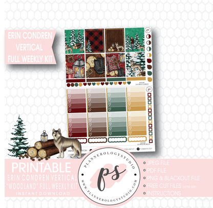 Woodland Winter Full Weekly Kit Printable Planner Stickers (for use with Erin Condren Vertical) - Plannerologystudio