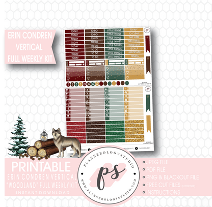 Woodland Winter Full Weekly Kit Printable Planner Stickers (for use with Erin Condren Vertical) - Plannerologystudio