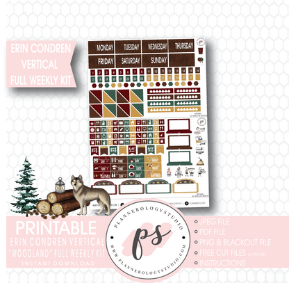 Woodland Winter Full Weekly Kit Printable Planner Stickers (for use with Erin Condren Vertical) - Plannerologystudio
