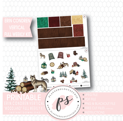 Woodland Winter Full Weekly Kit Printable Planner Stickers (for use with Erin Condren Vertical) - Plannerologystudio