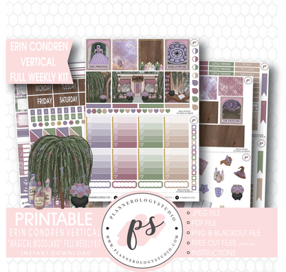 Magical Woodland Winter Full Weekly Kit Printable Planner Stickers (for use with Erin Condren Vertical) - Plannerologystudio