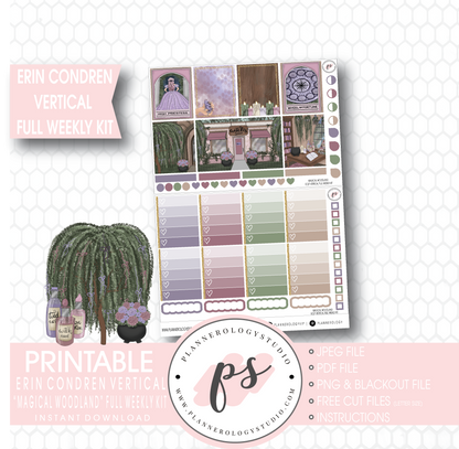 Magical Woodland Winter Full Weekly Kit Printable Planner Stickers (for use with Erin Condren Vertical) - Plannerologystudio