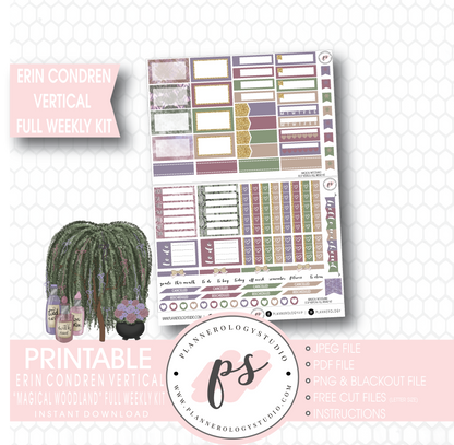 Magical Woodland Winter Full Weekly Kit Printable Planner Stickers (for use with Erin Condren Vertical) - Plannerologystudio