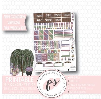 Magical Woodland Winter Full Weekly Kit Printable Planner Stickers (for use with Erin Condren Vertical) - Plannerologystudio