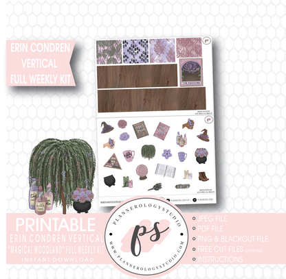 Magical Woodland Winter Full Weekly Kit Printable Planner Stickers (for use with Erin Condren Vertical) - Plannerologystudio