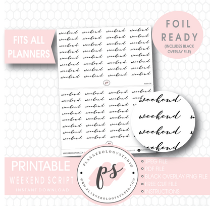 Weekend Script Digital Printable Planner Stickers (Foil Ready) - Plannerologystudio